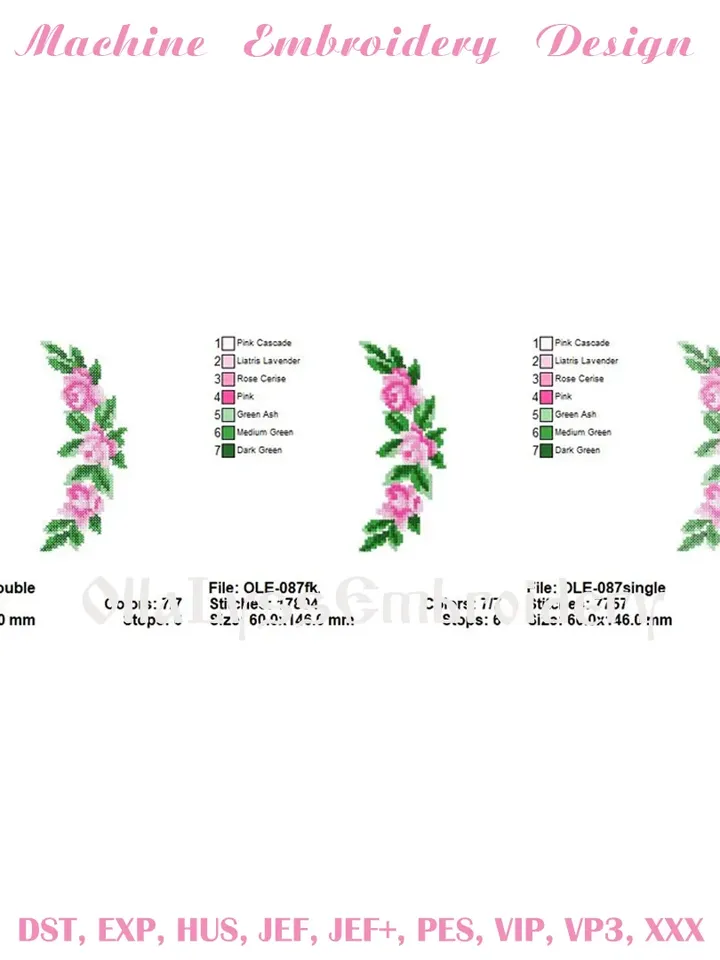 Rose border cross stitch machine embroidery design