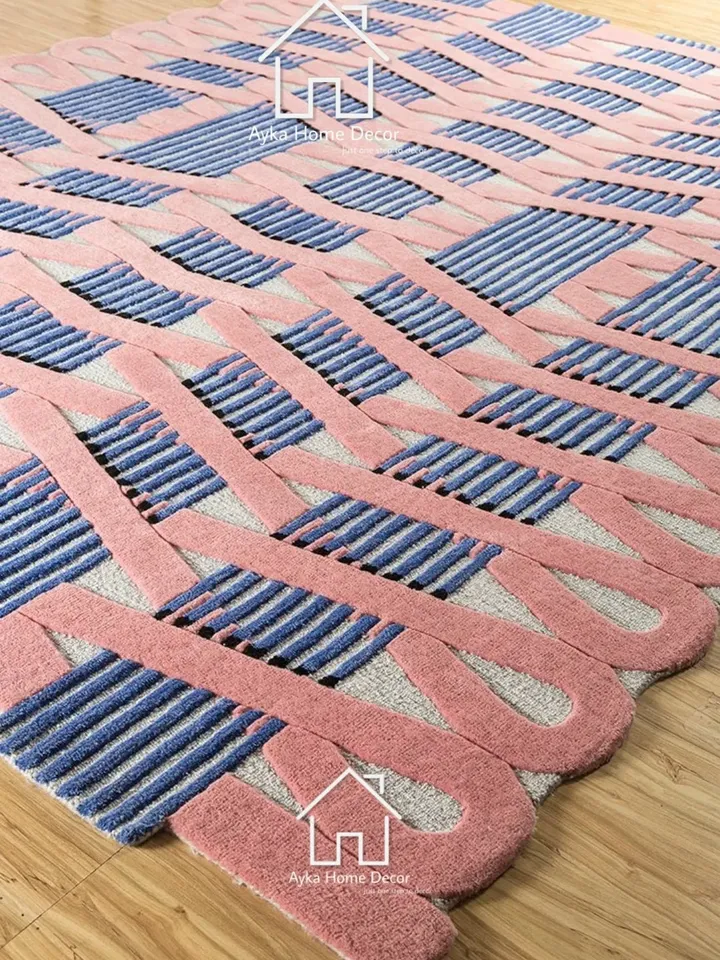 Ayka Larkin Hand Tufted 100% Handmade Woolen Area Rug For Hall Kitchen Living Room Bed Room Dining Room Kids Room Carpet /Pink Rug/Christmas