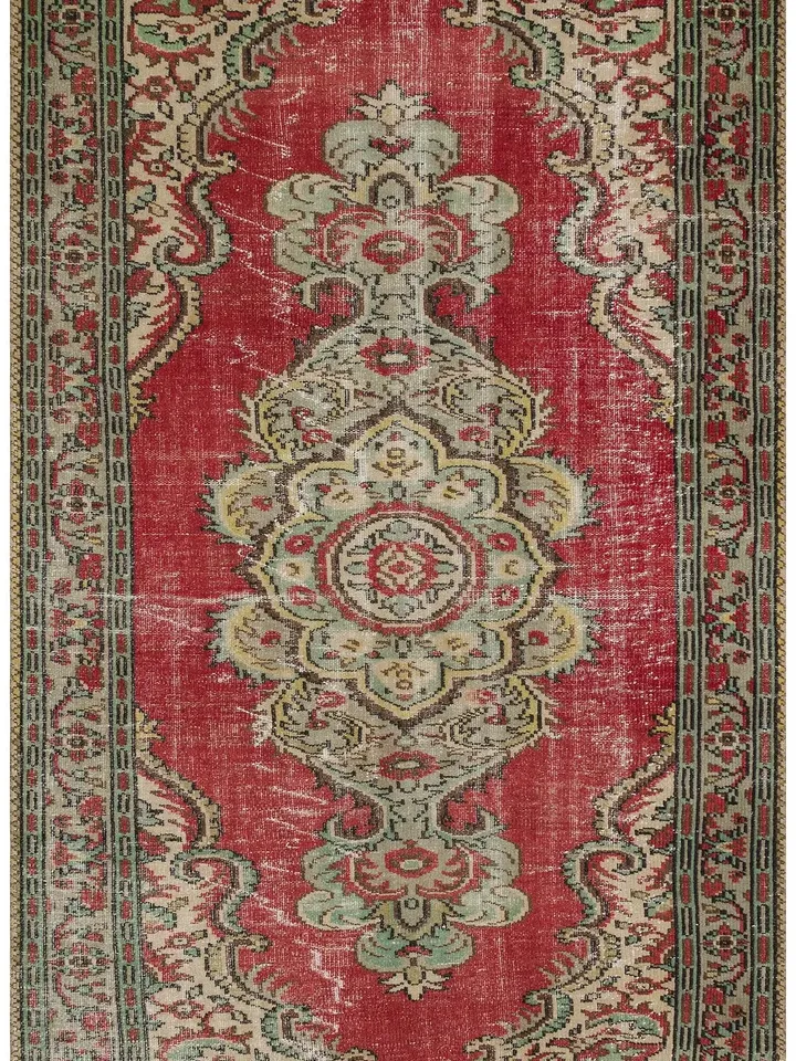 Revitalize Your Home with a Vibrant Red Turkish Rug - 5.21 x 8.85 ft Bohemian Kilim: Hand-Woven with 100% Natural Wool and Root Dye