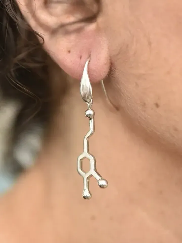 Sterling Silver Dopamine Molecule Earrings