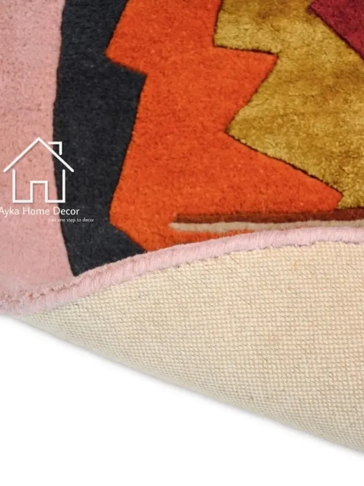 Tigo Round Shape Wool & Silk Rug Handmade Area Rug Hand Tuft Rugs Morden Rugs for Living Room Rugs Bedroom rug Designer Area Rug