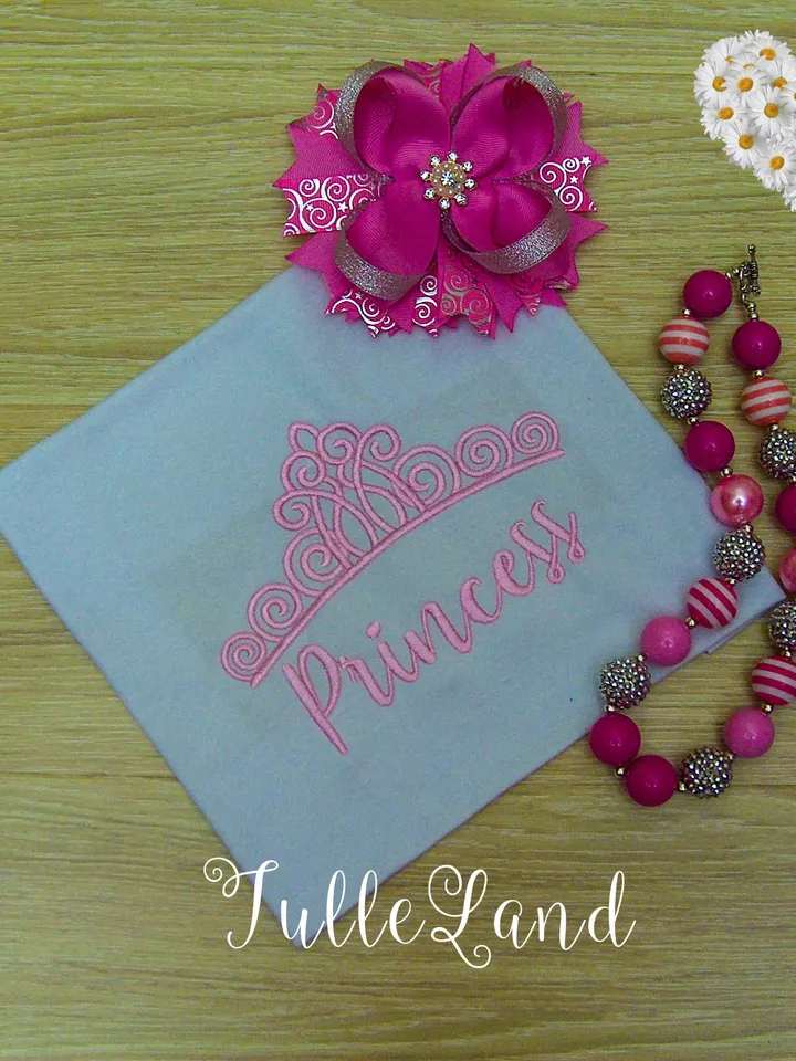 Crown Princess Tiara Girl Baby Design Applique for Machine Embroidery