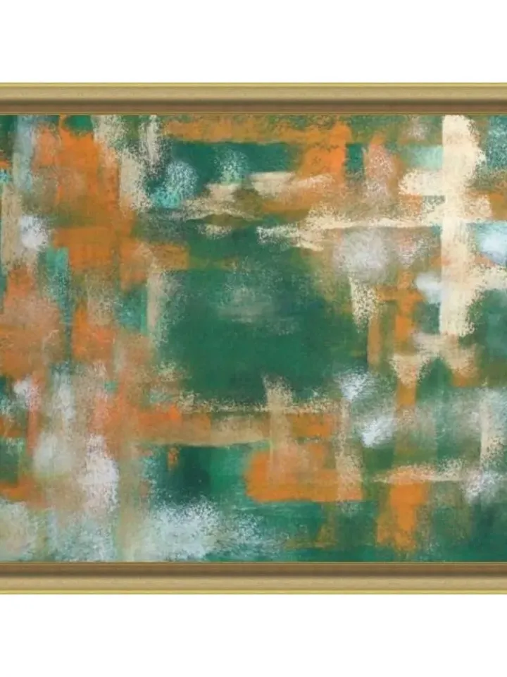 Abstract interior painting original acrylic art green artwork 12" by 16"