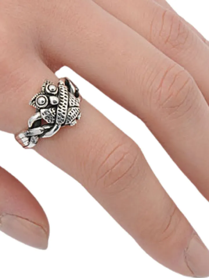 Sterling Silver Owl Puzzle ring, Thumb Ring, Ring for Women, 4 piece puzzle ring, Puzzle ring for men or women sizes 5 6 7 8, 9 10