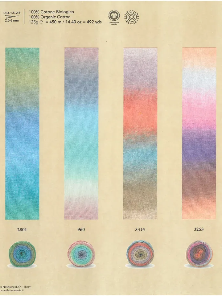 Sesia Iride beautiful rainbow color and 100% Organic Cotton <MADE IN ITALIA>