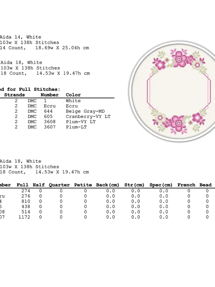 Modern cross stitch. Flower border cross stitch pattern. Wreath cross stitch pattern.