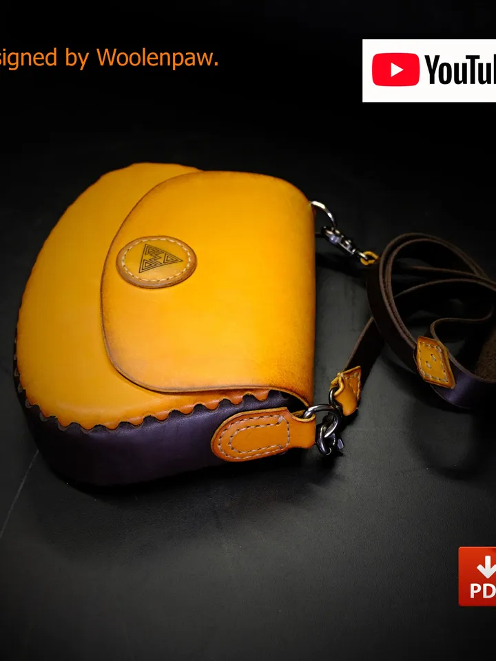 Lady's bag, handbag - NS5 Half-stitchless leather pattern by Woolenpaw