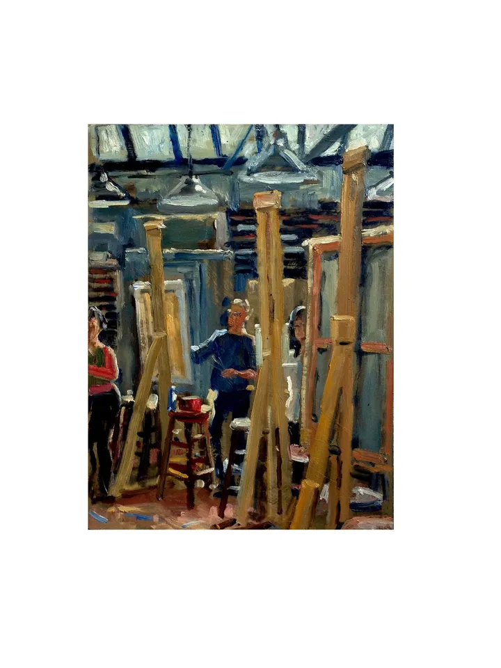 Original Studio Scene - Artists at Work/Art Students League of New York - 9x12 Oil on Panel, Signed Original Oil Painting, American Fine Art