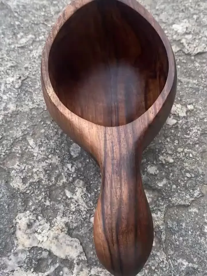 Handcarved Walnut Wood Kuksa, Handmade Mug, Wooden Cup, Camping Mug