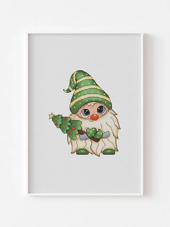 Gnome Cross Stitch Pattern PDF, Scandinavian Gnome Cross Stitch Chart Instant Download, Fall Hand Embroidery Pattern