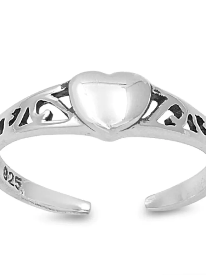 Sterling Silver Toe Ring. Silver Toe Rings, Double Heart Sterling Silver Adjustable toe rings, no pinch open toe Simple Dainty 925