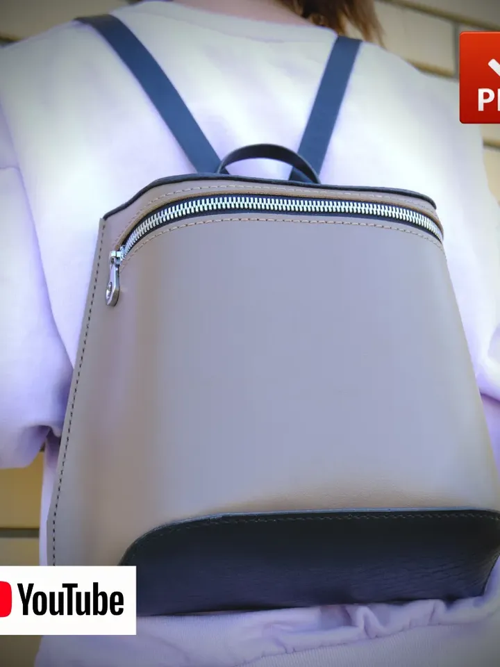 PDF leather pattern - Women's leather backpack. BG15