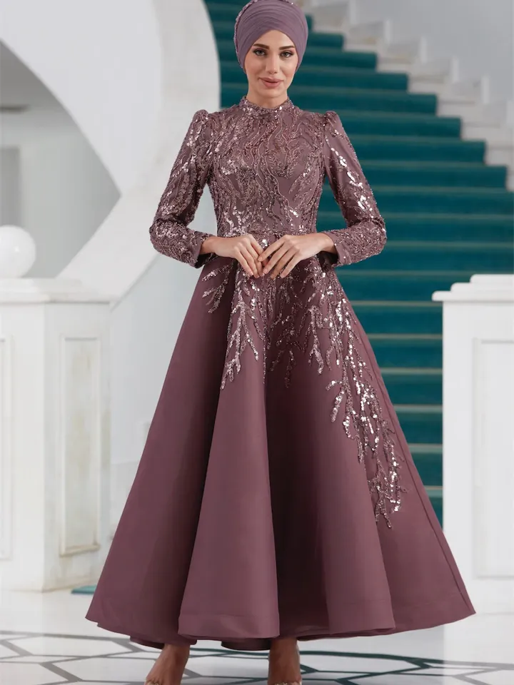 AHUNARE HIJAB - Yıldız Rose Embroidered Wedding Dress, Muslim Evening Gown, Nikah, Islamic Wedding, Engagement, Bridesmaid,