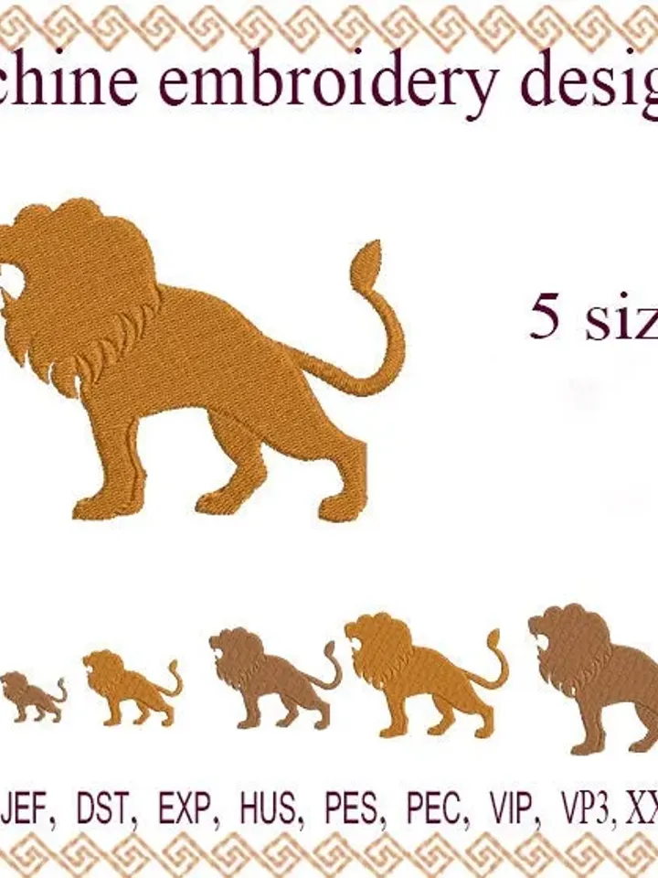 Lion Embroidery design African Machine embroidery designs Lion Silhouette Lev Leo Embroidery Lion design king of beasts Farm Embroidery baby