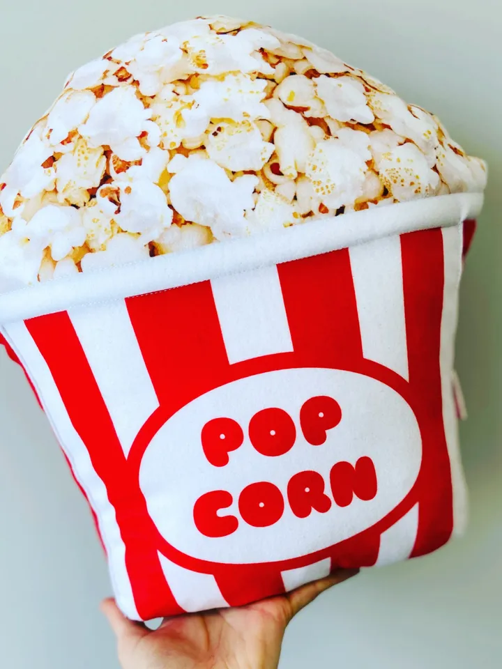 Popcorn Pillow / food pillow / decorative pillow / popcorn / toy pillow / movie night / birthday gift / popcorn favor / throw pillow
