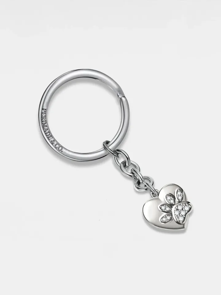 PERIMADE Heart Paw Photo Locket Keychain • Personalized Picture Locket Key Ring • Sterling Silver Keepsake Jewelry • Trendy Best Friend Gift