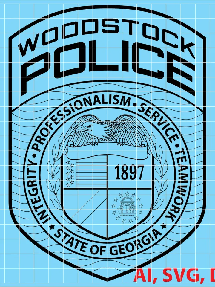State of Georgia Woodstock Police Logo, Seal, Badge, Custom, Ai, Vector, SVG, DXF, PNG,
