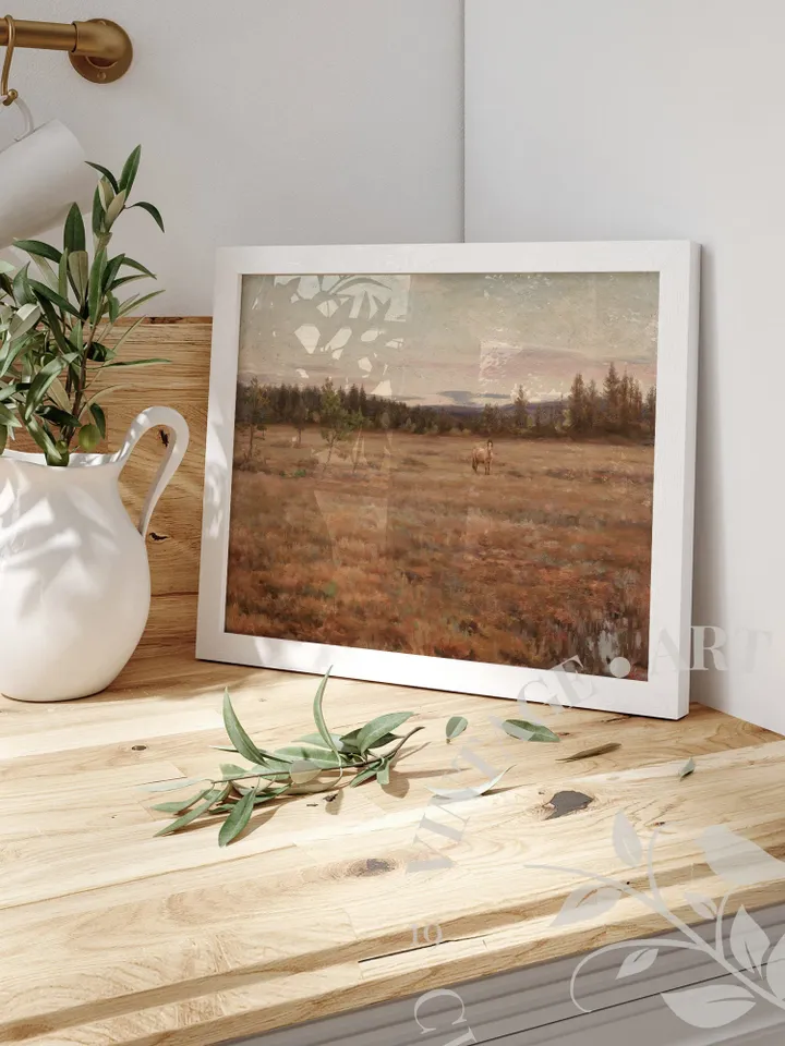Sunset Landscape Painting PRINTABLE Vintage Art, Large 24x36 Print Downloadable Wall Decor | 144
