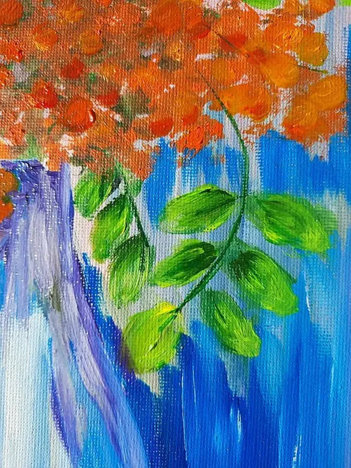 Rowan in a vase oil painting
