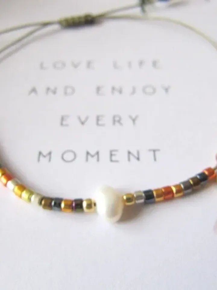 Miyuki bracelet and gift Card/Dainty & Beaded Tiny beads/Miyuki bracelet, friendship bracelet with freshwater pearl, Miyuki bracelets