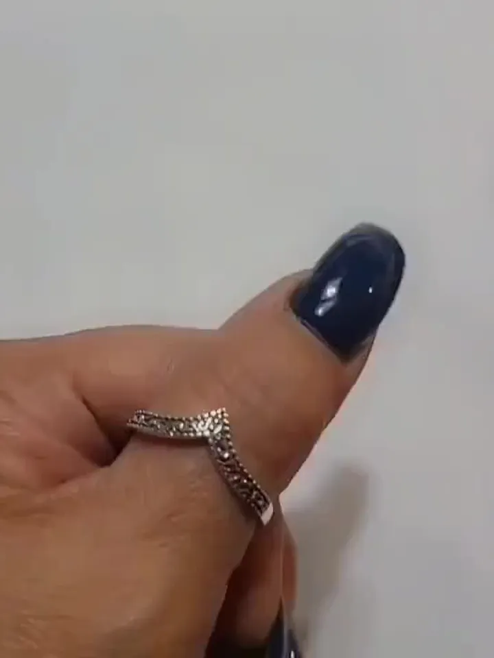 Thumb Ring Sterling Silver Thumb Ring Chevron V Toe Ring Pinky Ring Gift for Women Antique Patina Size 4 to 12.5