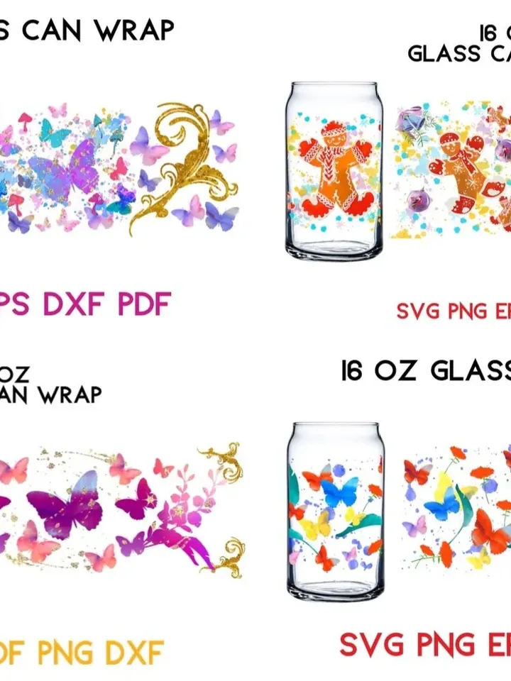 22 Designs 16 oz Libby Glass Can WrapTumbler designs patterns all tumbler bundle in the shop 2023 updated bundle ultimate design sublimation