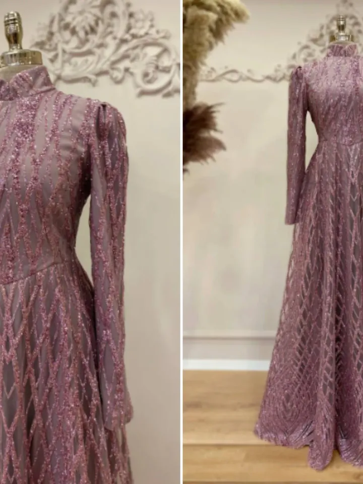 AHUNARE HIJAB - Wedding Dress, Muslim Evening Gown, Nikah, Islamic Wedding, Engagement, Bridesmaid,
