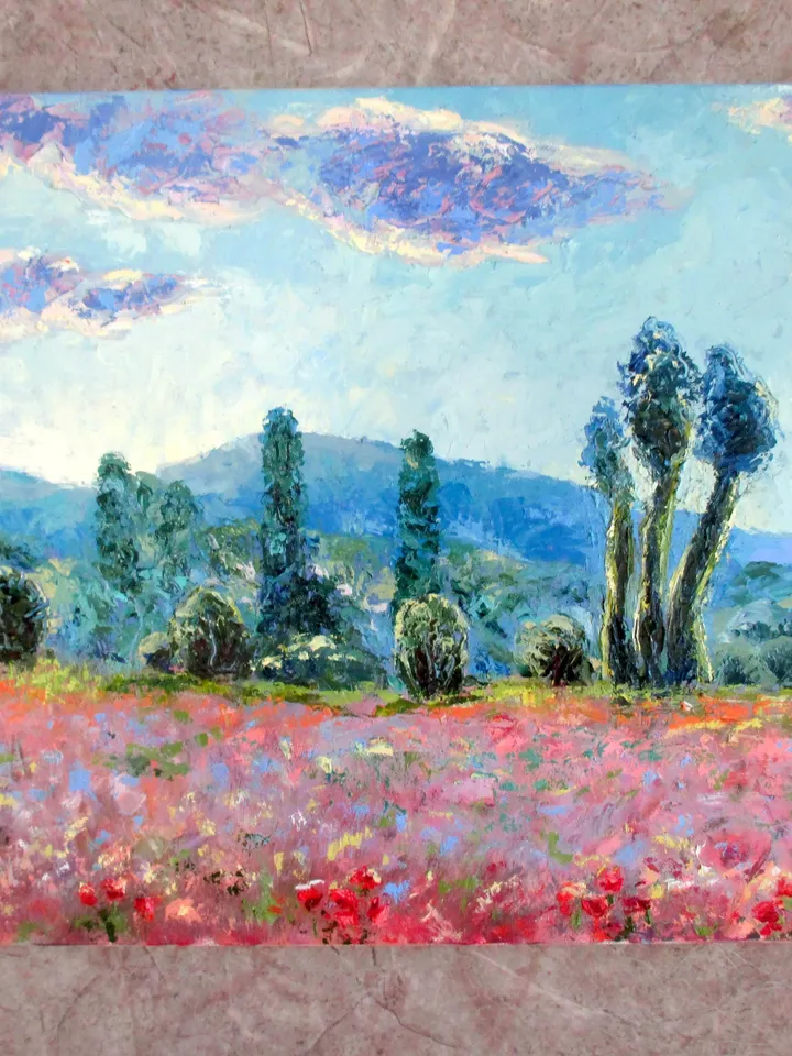 Claude Monet Style Painting ORIGINAL OIL PAINTING on Canvas Landscape Painting Original Impressionist Art by "Walperion"