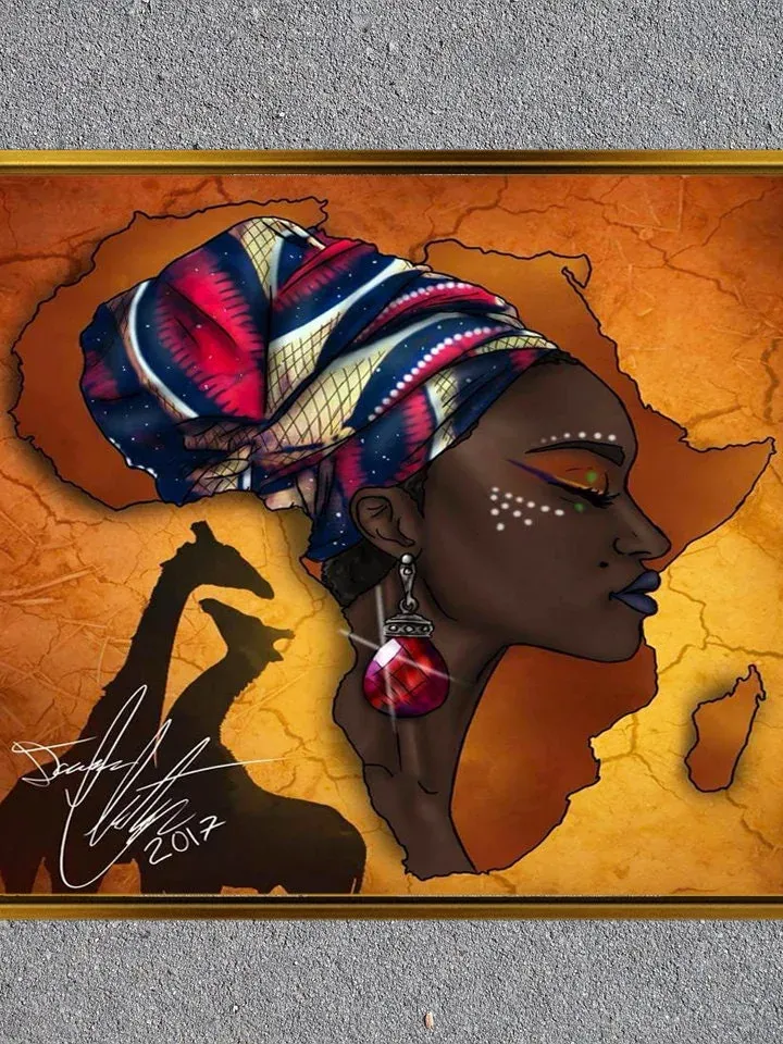 5d diamond painting african woman Print on Canvas , Floating Frame Option, Modern Wall Art, Extra Large Canvas Wall Art