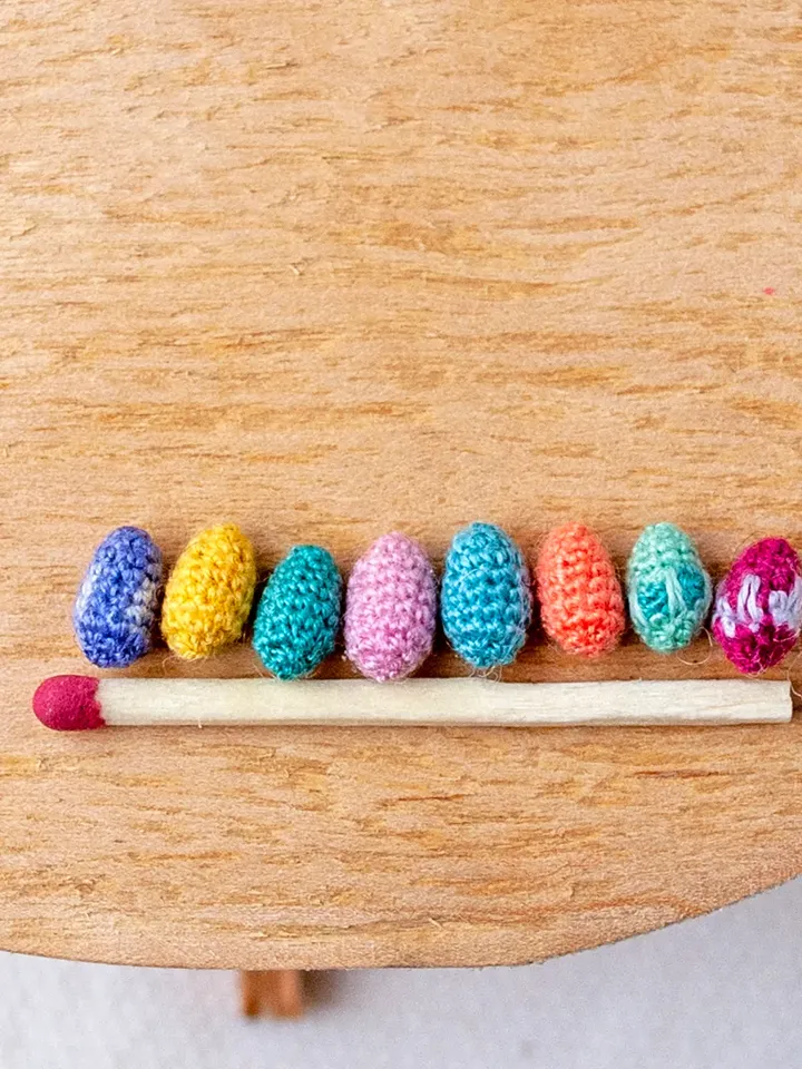 Easter basket with eggs, Crochet Miniature Easter egg basket, Handcrafted Easter miniature, Dollhouse Fairy garden acces