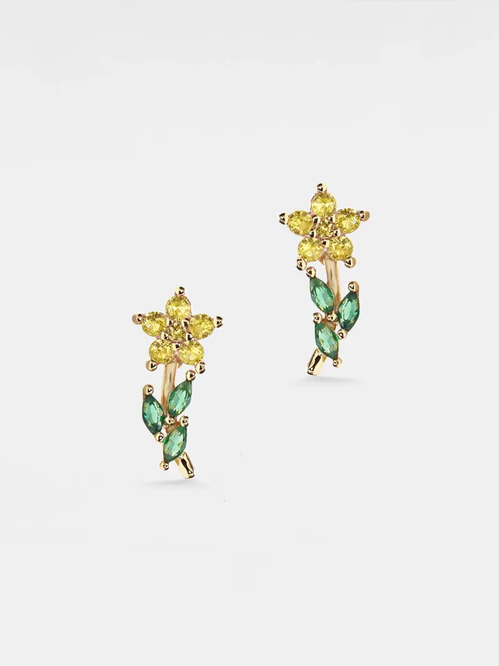 PERIMADE Colorful Flower Stud Earrings • Crystal Flower Statement Earrings • Sterling Silver Friendship Jewelry • Trendy Best Friend Gift