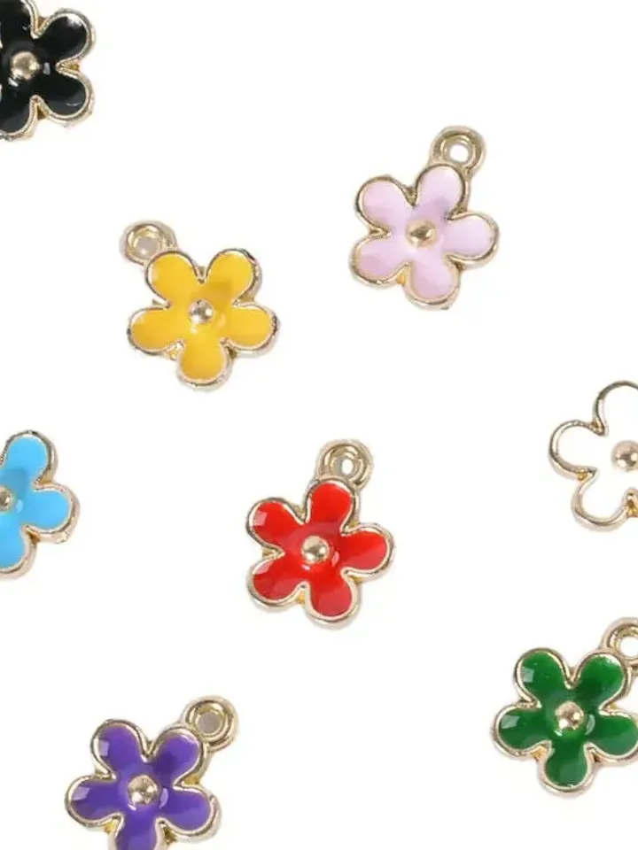 2x Flower Charms, Enamel Flower Charm, 925 Sterling Silver, Enamel Charm Pendant, Flower Pendant, Charms For Jewelry, Enamel Jewelry