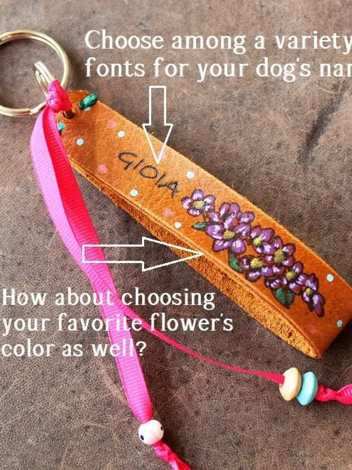 Dog Mom Keychain, Personalized, Hand Painted Long Leather Keyring, Dog Lover/Dog Owner Gift, Gift for Dog Mom, Bag Charm, Dog Memorial