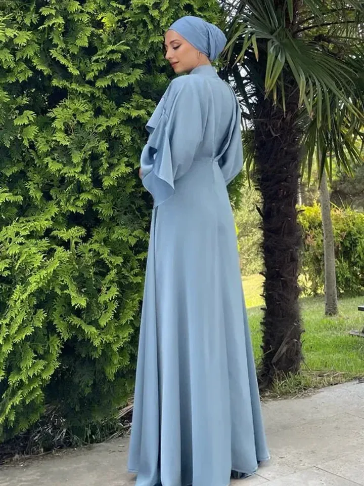 AHUNARE HIJAB - Helin Tesettür Abiye - Bebe Mavisi