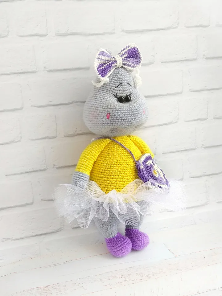 Gray knitted hippo Baby toy Zoo animals Cute hippopotamus Safari nursery decor