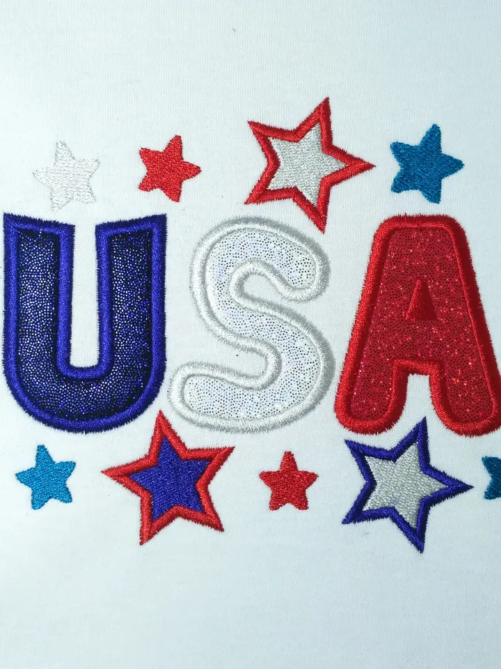 4th of July USA applique Machine embroidery design