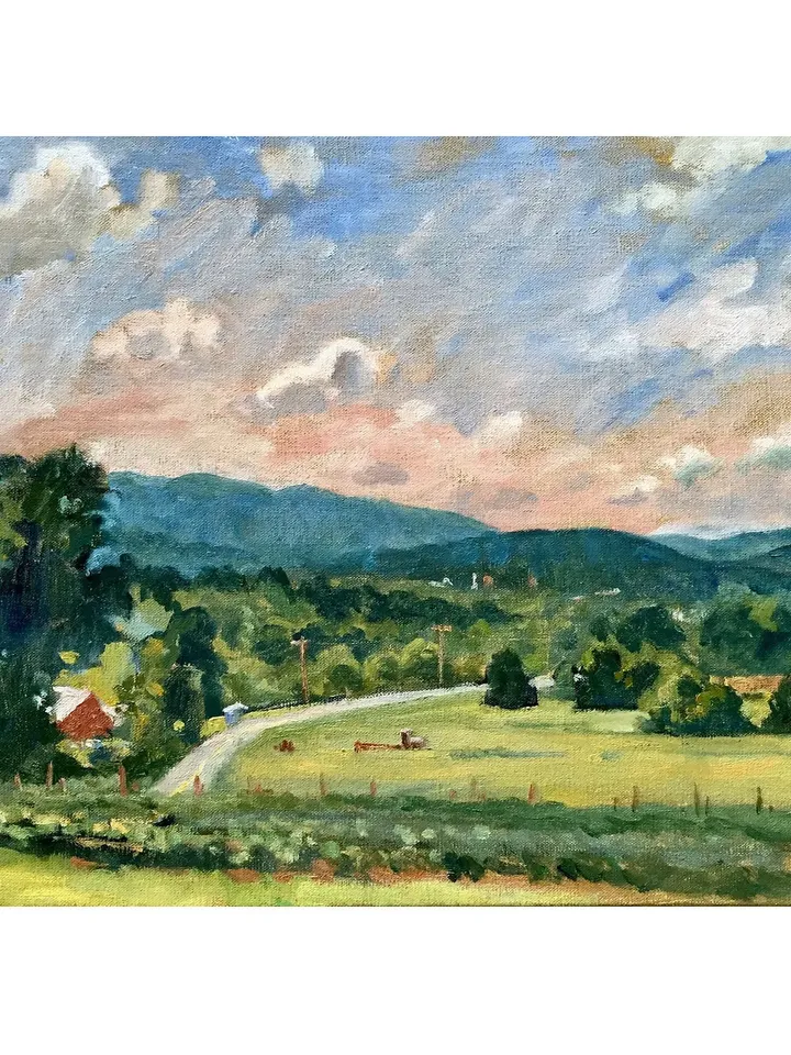 Original Summer Landscape Painting -Summer Sky/Berkshires- 14x20 Oil on Linen, Plein Air American Impressionism, Signed Original Fine Art