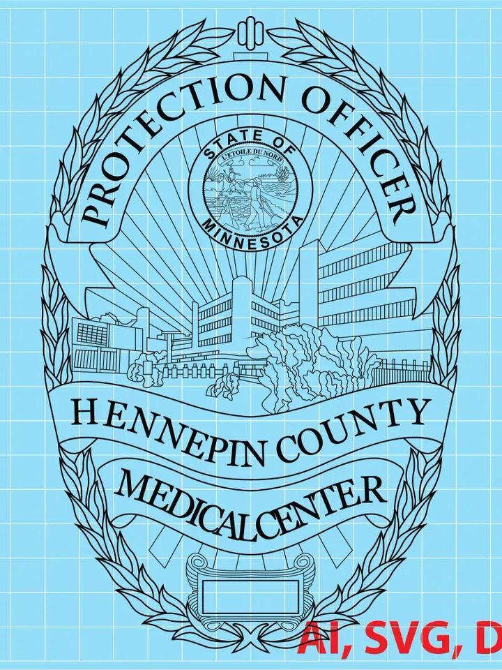 State of Minnesota Hennepin County Medical Center Protection Officer Badge, Logo, Seal, Custom, Ai, Vector, SVG, DXF, PNG, Digital