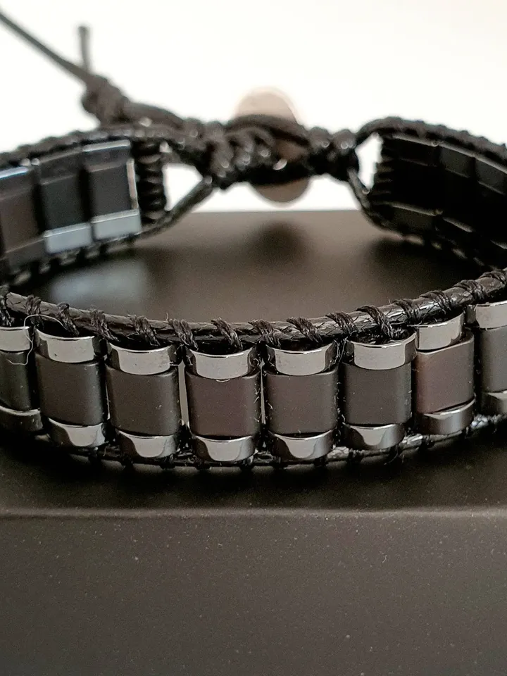 Hematite Wristlet, Black Bracelet, Gifts for Dad, Anniversary gifts, Stylish Jewelry, Unique Gifts, Causal Accessorize, Gifts for Groom