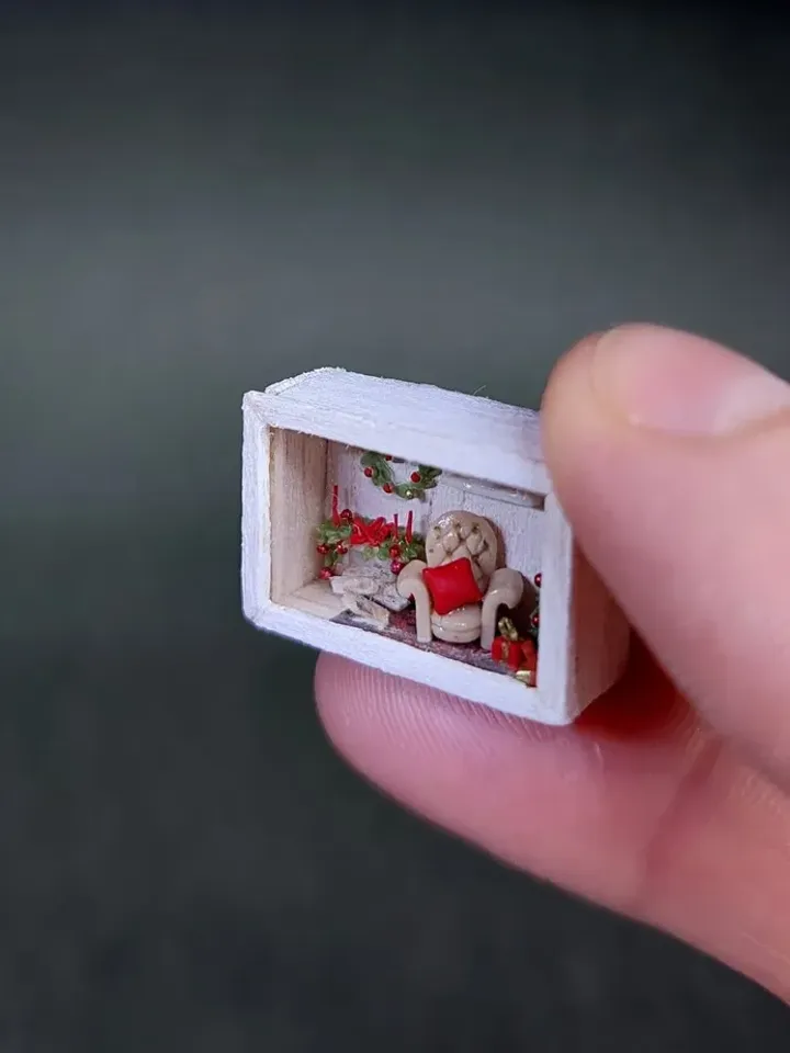 Micro room box, Christmas micro box, Micro Christmas box, Micro Dollhouse, Micro Diorama