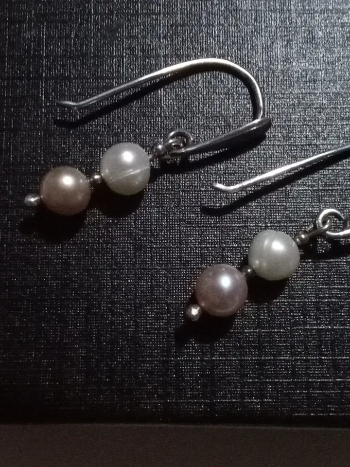 Sterling silver earrings and natural cultured pearls