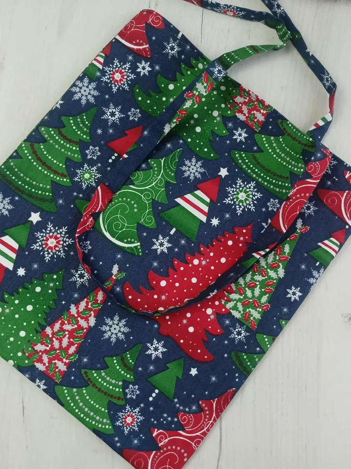 Christmas tote bag, winter eco bag, custom tote bag aesthetic, reusable grocery bag, mini tote handbag, gift bag