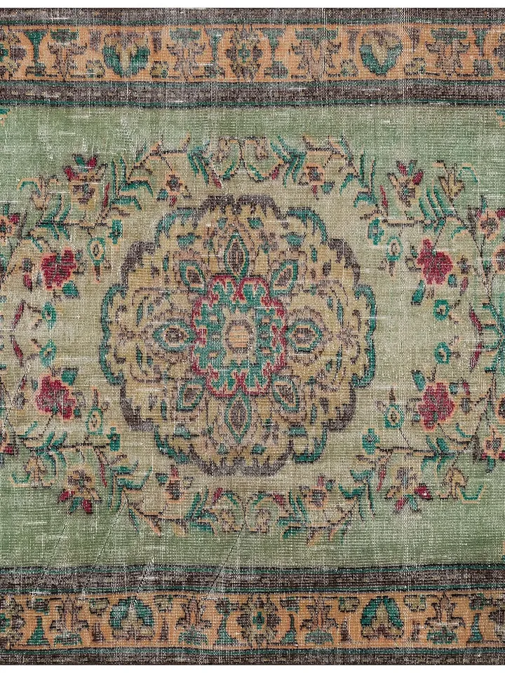 Green Turkish Rug, Vintage Green Rug, Handmade Turkish Carpet, 5,3x8,6 ft ,