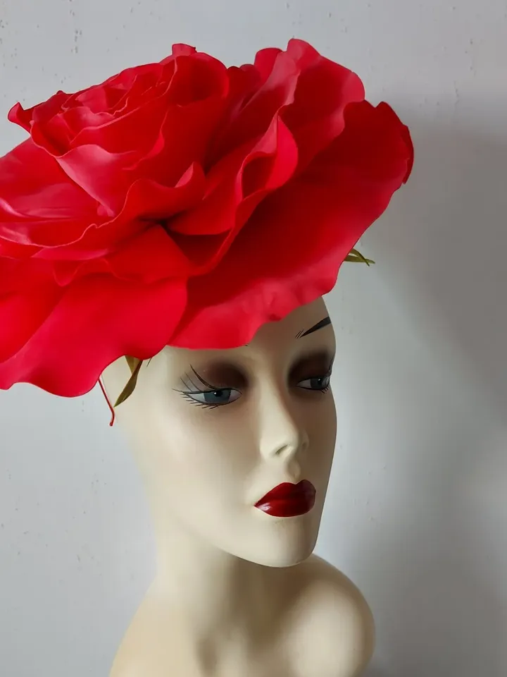 Diy giant flower fascinator Video tutorial create derby hat, lesson, templates, assembly instructions rose hairpin, big rose