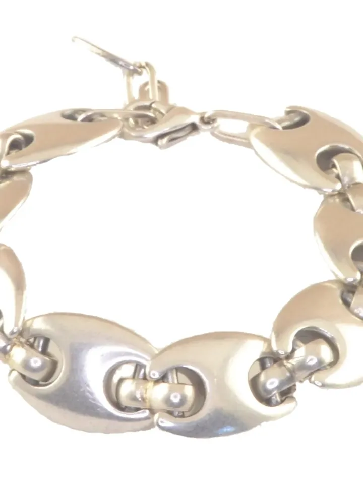 Oversized Link Chain Bracelet for Her, Chunky Marine Link Bracelet, Silver Mariner Connectors, Thick Uno de 50 Style Statement Jewelry