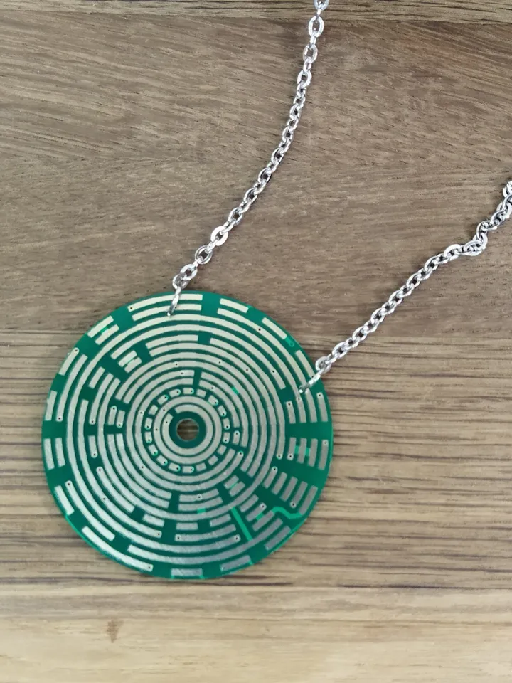 Circuit board necklace Cyberpunk necklace recycled Green futuristic pendant jewelry Tech geek gifts