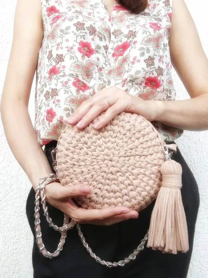 Crochet Bag Pattern, Round Bag, Shoulder Strap Purse, Summer Bag, Circle purse, Purse, Download PDF