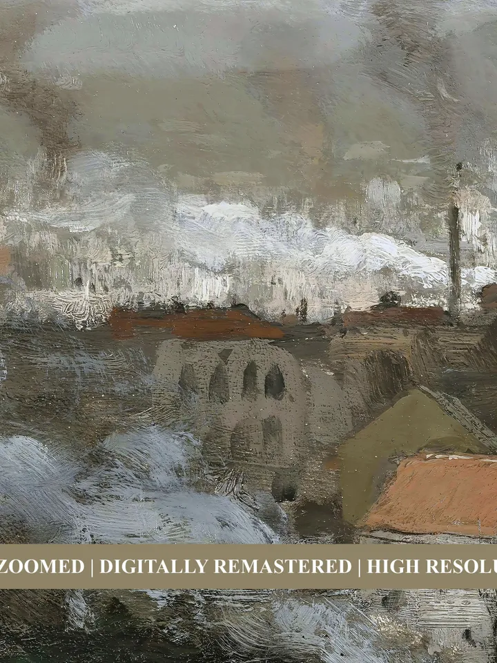 Parisian Cityscape French Oil Painting, Moody Printable Art, Vintage Farmhouse Wall Decor | 288