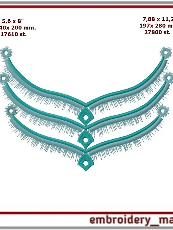 Machine Embroidery Design Cutwork Wings with Fringe