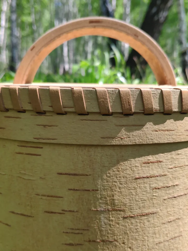Birch bark box, wood box
